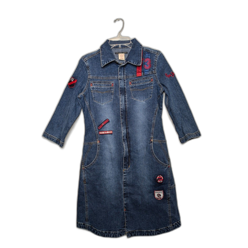 Vintage 90s Pepe London Denim Dress Womens Sz L